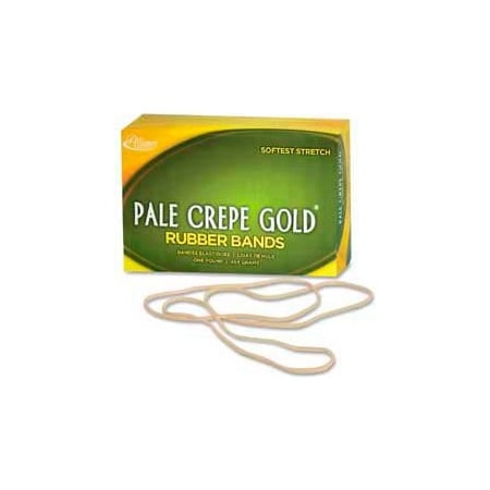Alliance Rubber Alliance Pale Crepe Gold Rubber Bands, Size No 117B, 7" x 1/8", Natural, 1 lb. Box 21405